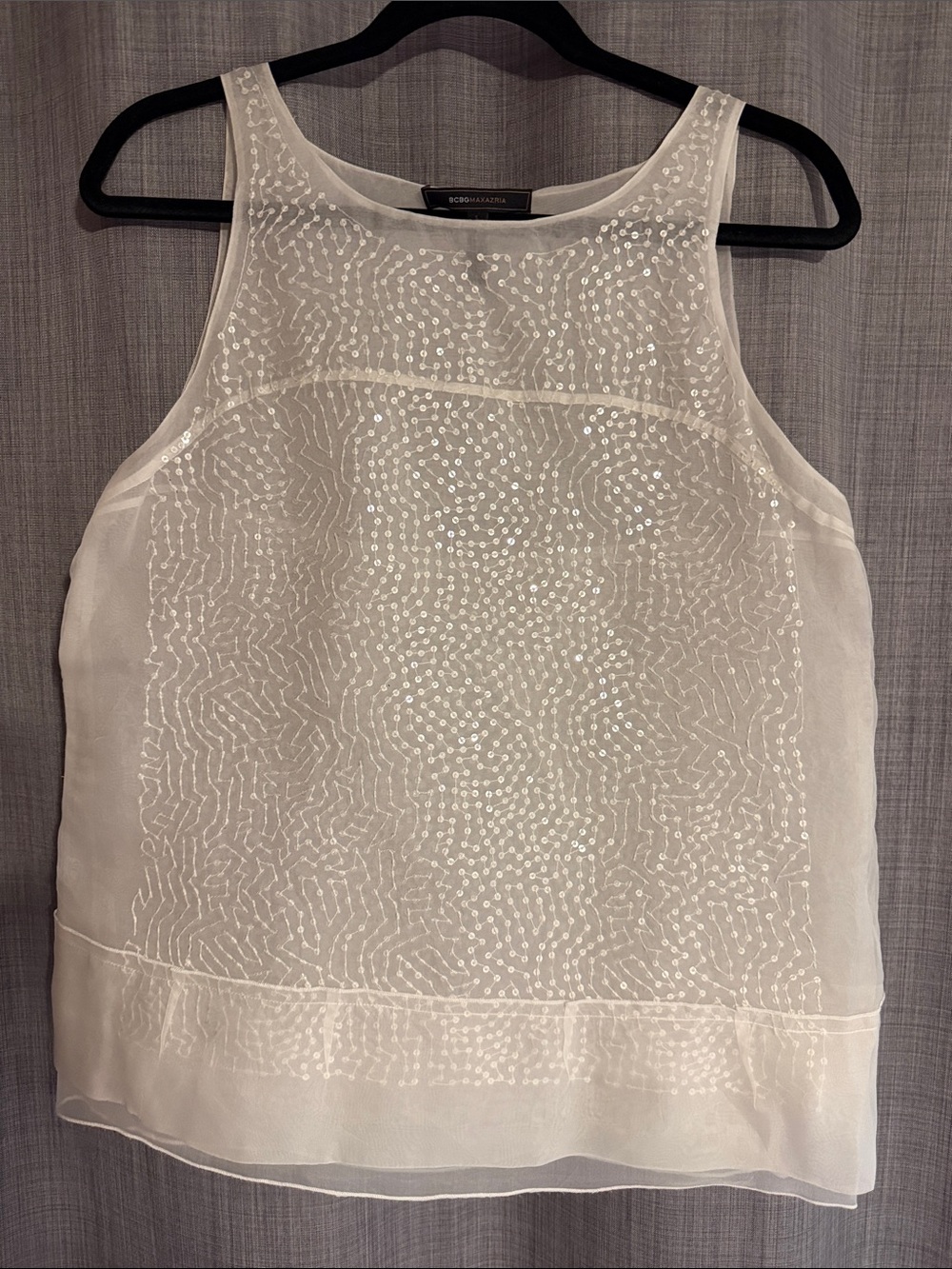 BCBGMaxAzria White Beaded Sleeveless Camisole